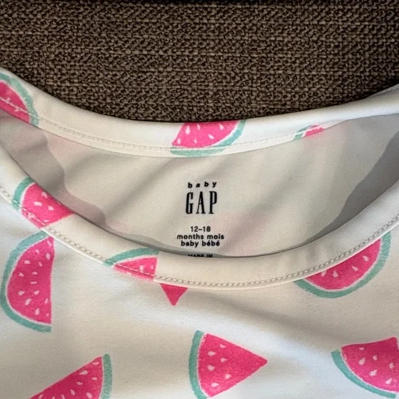 GAP Pink & White Watermelon Ruffle Rashguard Two-Piece Swim Set - Picture 2 of 7